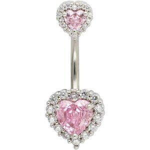 Excepro Belly Rings 316L Surgical SS PVD Plated Multicolor Heart